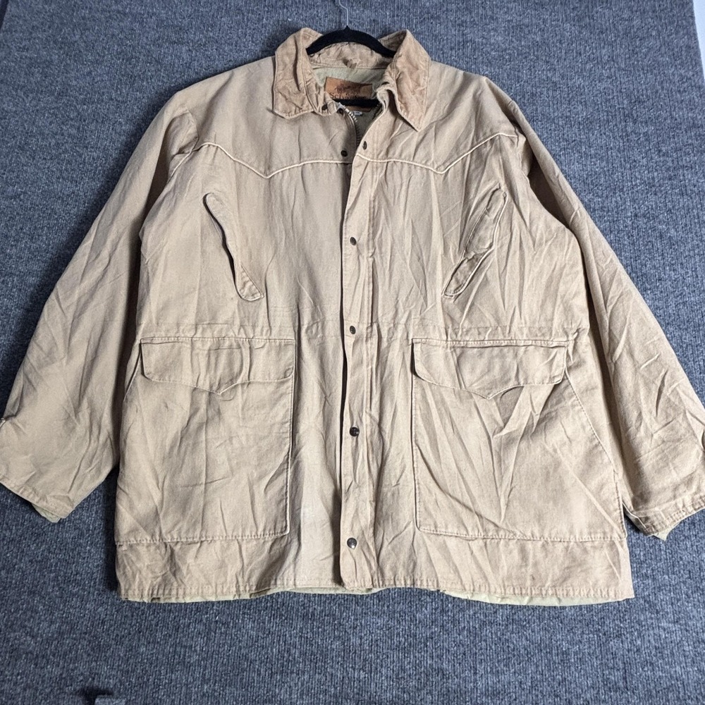 Schaefer Outfitter Canvas Jacket Mens 2XL Tan Western Coat Corduroy Collar USA